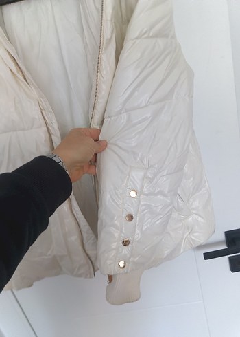 Beyaz Kadın Midi Kışlık Mont - Görsel 3