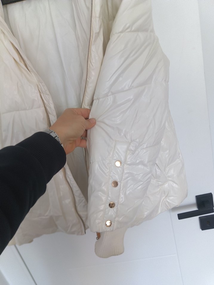 Beyaz Kadın Midi Kışlık Mont - Görsel 3