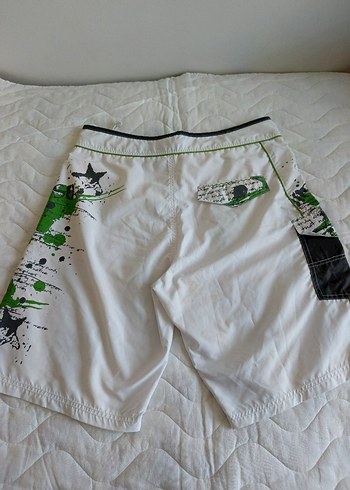 Beyaz Baskılı Erkek Mini Şort - Görsel 3