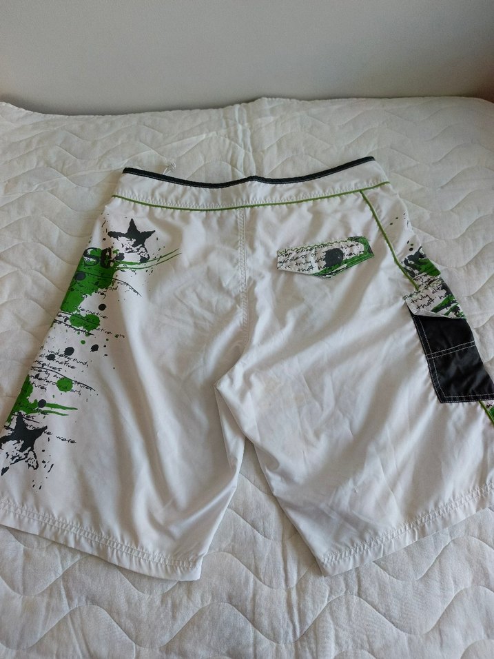 Beyaz Baskılı Erkek Mini Şort - Görsel 3