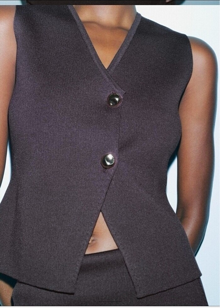 Siyah triko yelek - Görsel 3