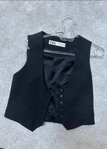 Zara Siyah Düğmeli Kolsuz Yelek - Görsel 3