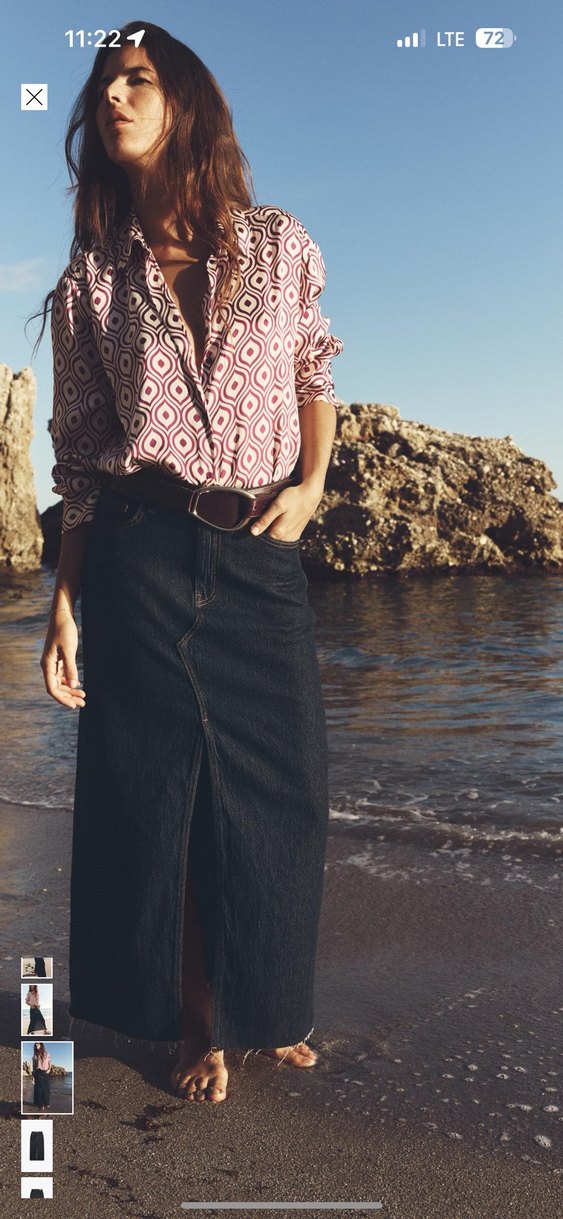 Yüksek Bel Cep Detaylı Kadın Uzun Etek - Görsel 2