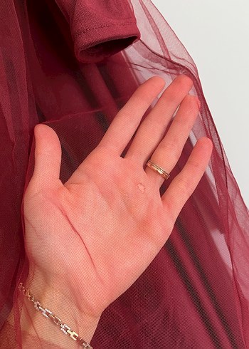 Bordo Uzun Bohem Tesettür abiye - Görsel 5