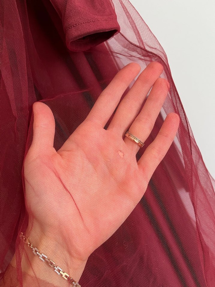 Bordo Uzun Bohem Tesettür abiye - Görsel 5