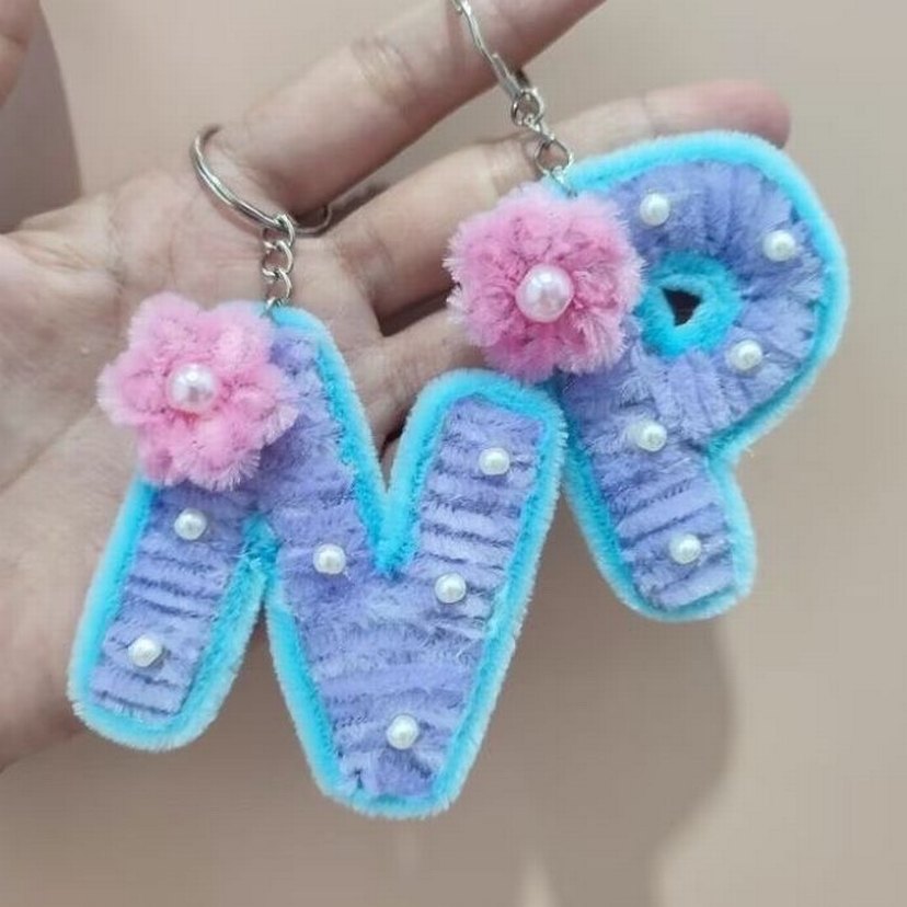 Mor Boncuklu Peluş Anahtarlık - Görsel 2