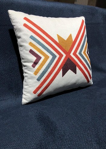 Renkli Nakışlı Bohem Dekoratif Yastık - Görsel 2