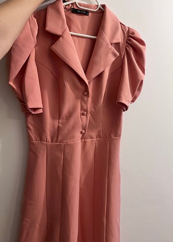 Pudra Pembe Notch Yaka elibse - Görsel 3