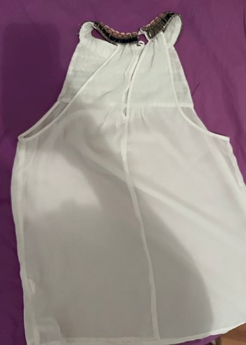 Zara Boncuk İşlemeli Pembe Bohem Kolsuz Bluz