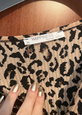 Kahverengi Leopar Desenli Mini Elbise - Görsel 2