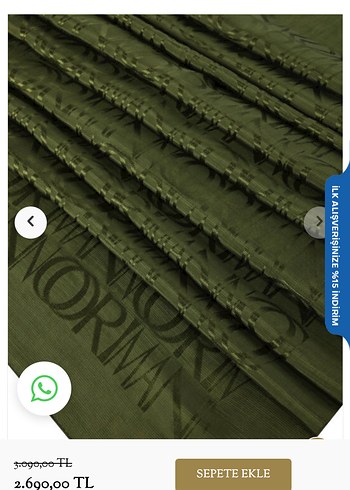 İMANNOOR Monogram İmza Haki Shiny Jakar Şal - Görsel 2