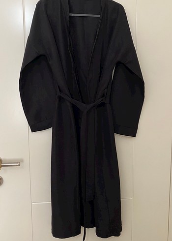 Uzun Siyah Kadın Kimono - Görsel 2