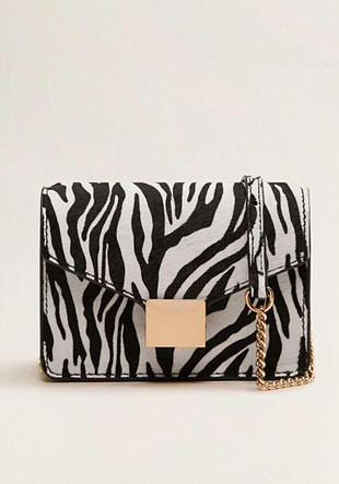 Tüyli Zebra Desen Çanta
