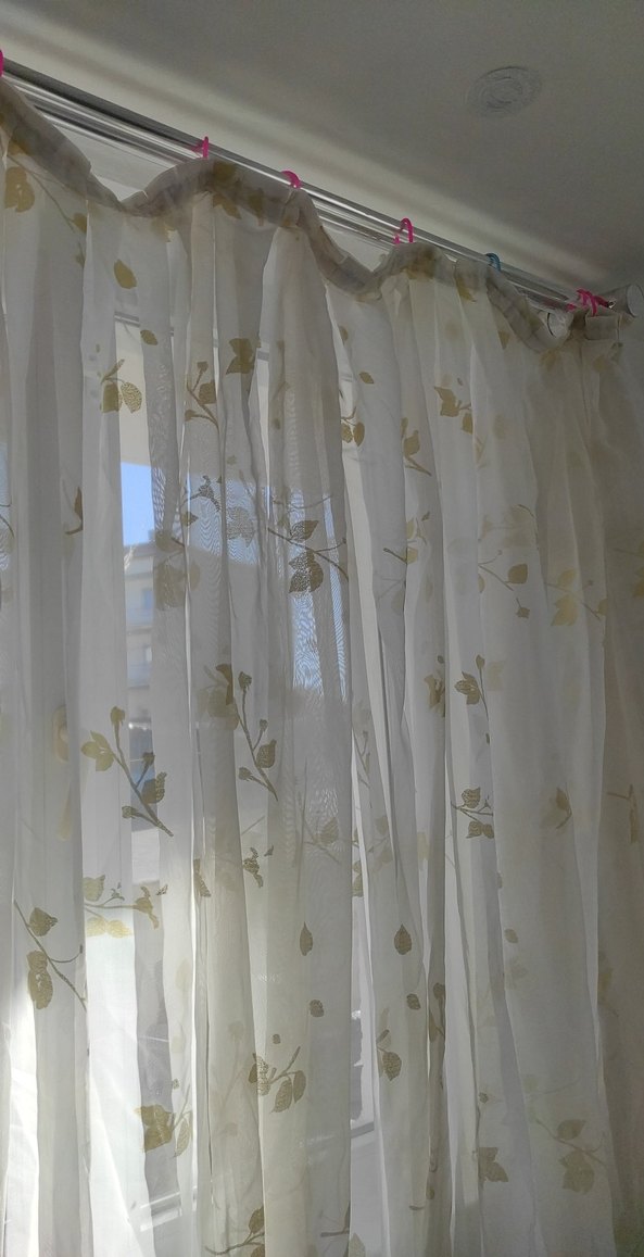 2 tane ayni ölçülerde tül perde Modern sarı gül motifli krem ren - Görsel 3