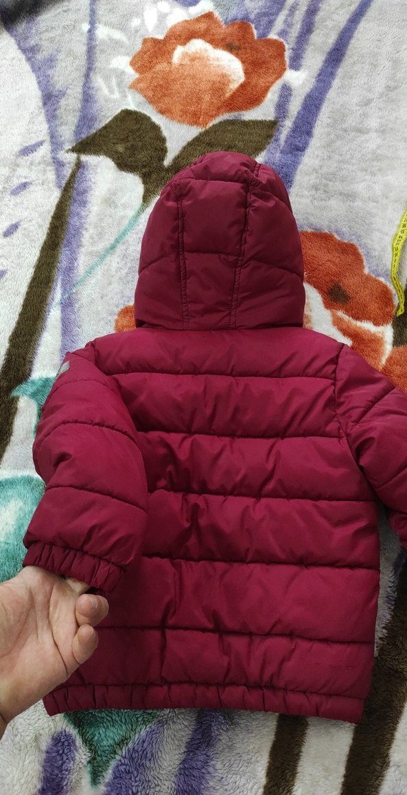 Kız Çocuk Bordo Kapüşonlu Kışlık Mont - Görsel 4