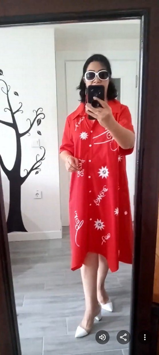 kırmızı gömlek elbise - Görsel 5