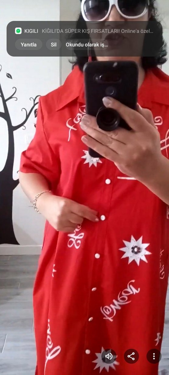 kırmızı gömlek elbise - Görsel 3