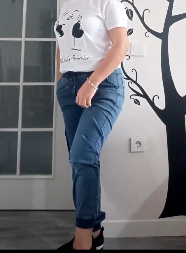 Mavi Kemerli Kadın Boyfriend Pantolon - Görsel 3