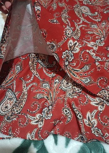 Desenli Bordo Elbise - Görsel 12