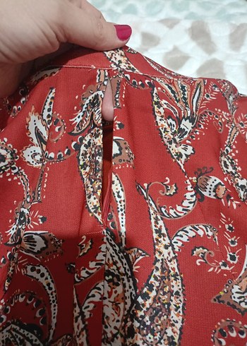 Desenli Bordo Elbise - Görsel 7