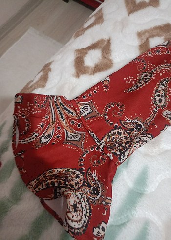 Desenli Bordo Elbise - Görsel 11