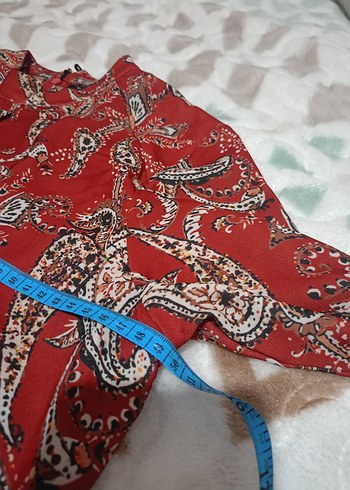 Desenli Bordo Elbise - Görsel 9