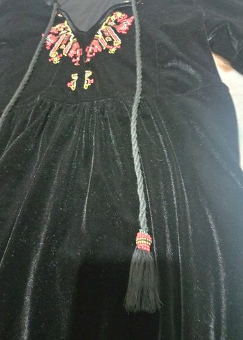 Uzun Kollu Siyah Nakışlı Bohem Elbise - Görsel 8