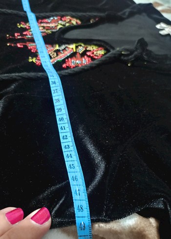 Uzun Kollu Siyah Nakışlı Bohem Elbise - Görsel 10