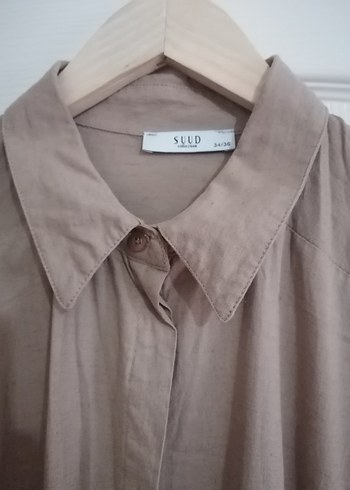 Suud Collection Bej Keten Uzun Salaş Elbise