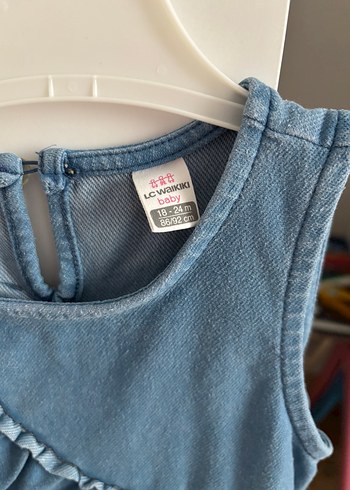 LC Waikiki Kız Çocuk Fırfırlı Kolsuz Kot Elbise