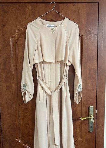 Pudra Düğmeli Uzun Armine Abaya - Görsel 3