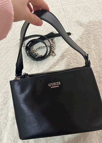 Siyah GUESS Deri Fermuarlı Kadın Çanta - Görsel 5