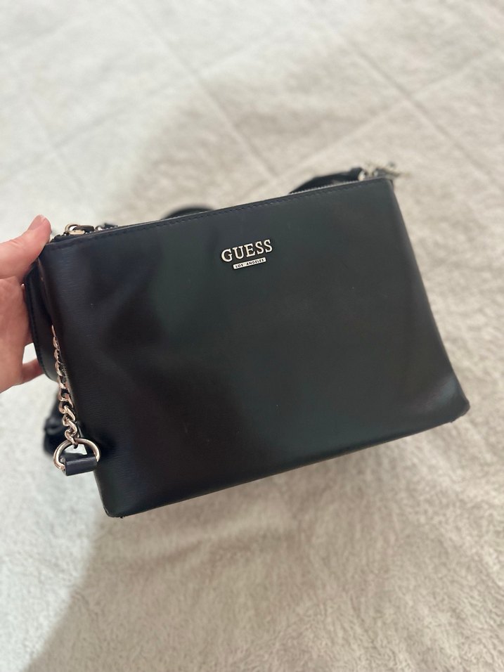 Siyah GUESS Deri Fermuarlı Kadın Çanta - Görsel 2