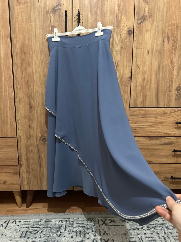 Drapeli Uzun Kadın Etek - Görsel 3