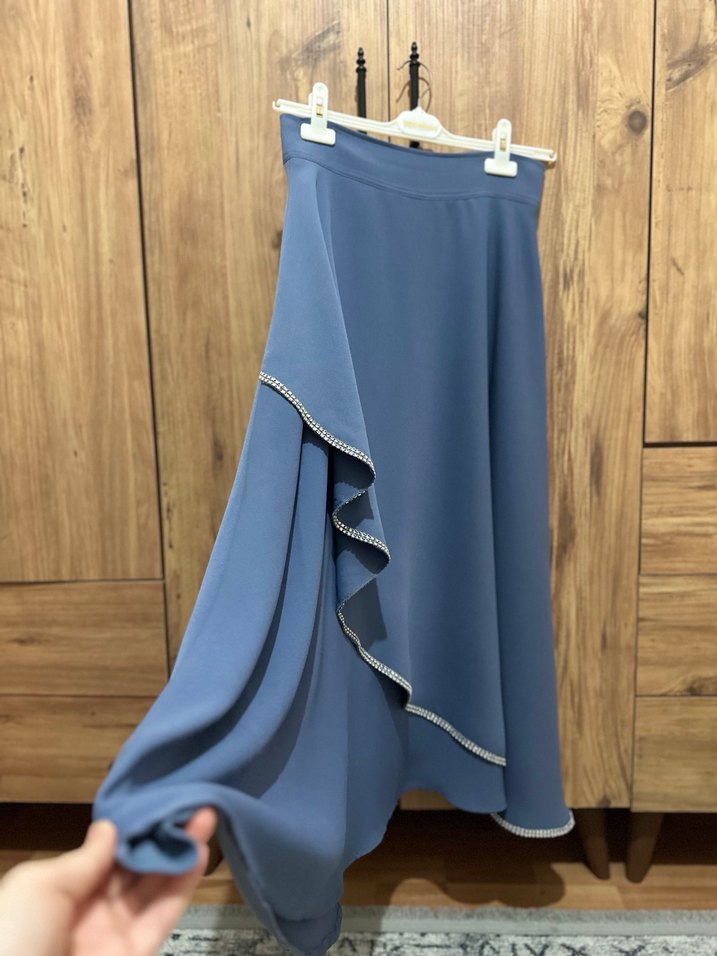 Drapeli Uzun Kadın Etek - Görsel 2