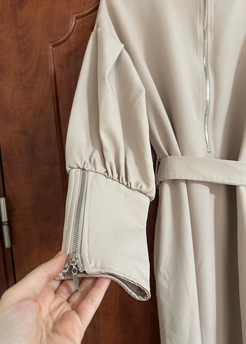 Bej Uzun Kollu Kadın Elbise - Görsel 3