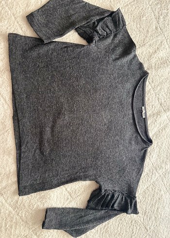 Zara Gri Kadın Fırfırlı Kazak - Görsel 3