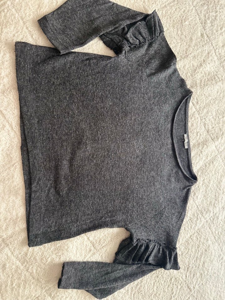 Zara Gri Kadın Fırfırlı Kazak - Görsel 3