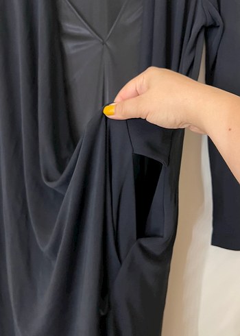 Mango v yaka siyah gece elbisesi - Görsel 4