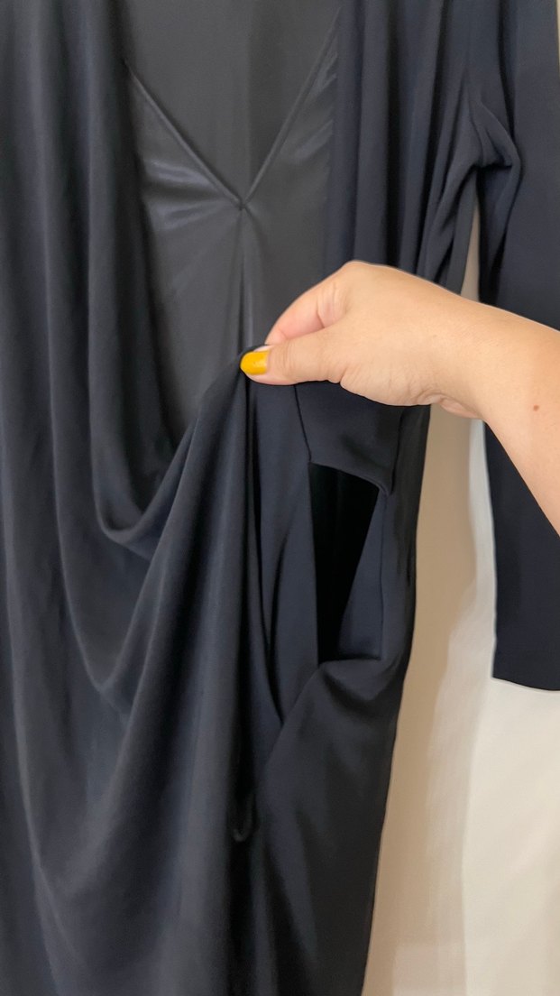 Mango v yaka siyah gece elbisesi - Görsel 4