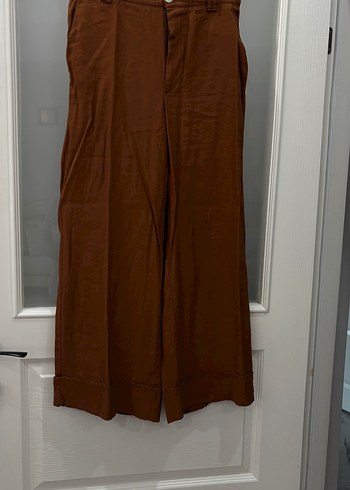 Bershka Kadın kiremit Bol Kesim Keten Pantolon