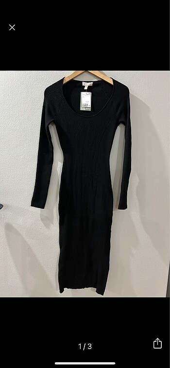 xs Beden siyah Renk H&M dar midi elbise
