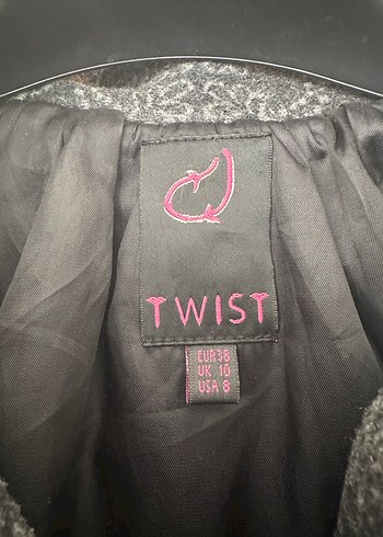 Twist Düğmeli Gri Desenli mont