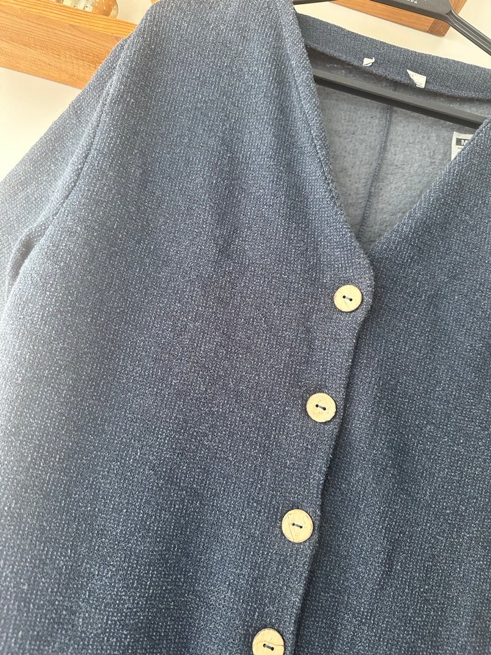 Düğmeli V Yaka Keten Hamile lumım - Görsel 4