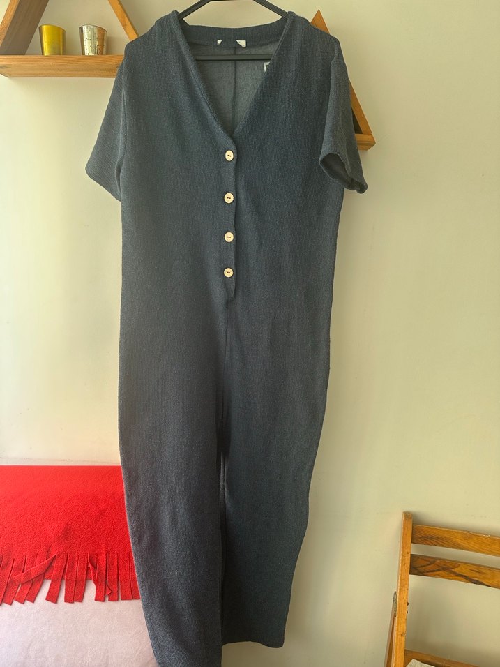 Düğmeli V Yaka Keten Hamile lumım - Görsel 3