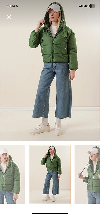 Yeşil şişme mont - Görsel 4