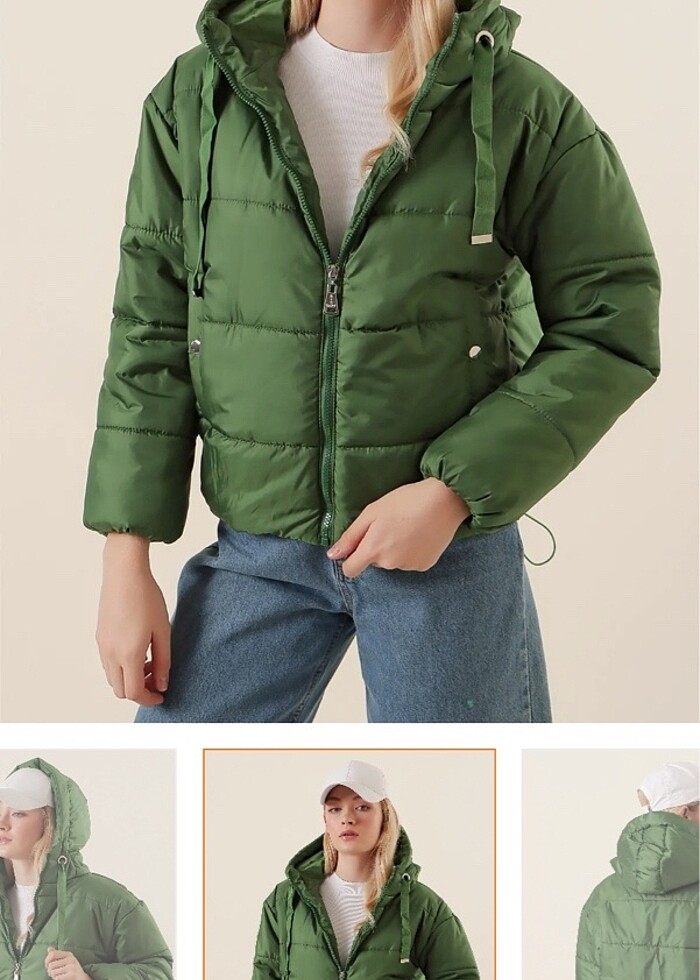 Yeşil şişme mont - Görsel 2