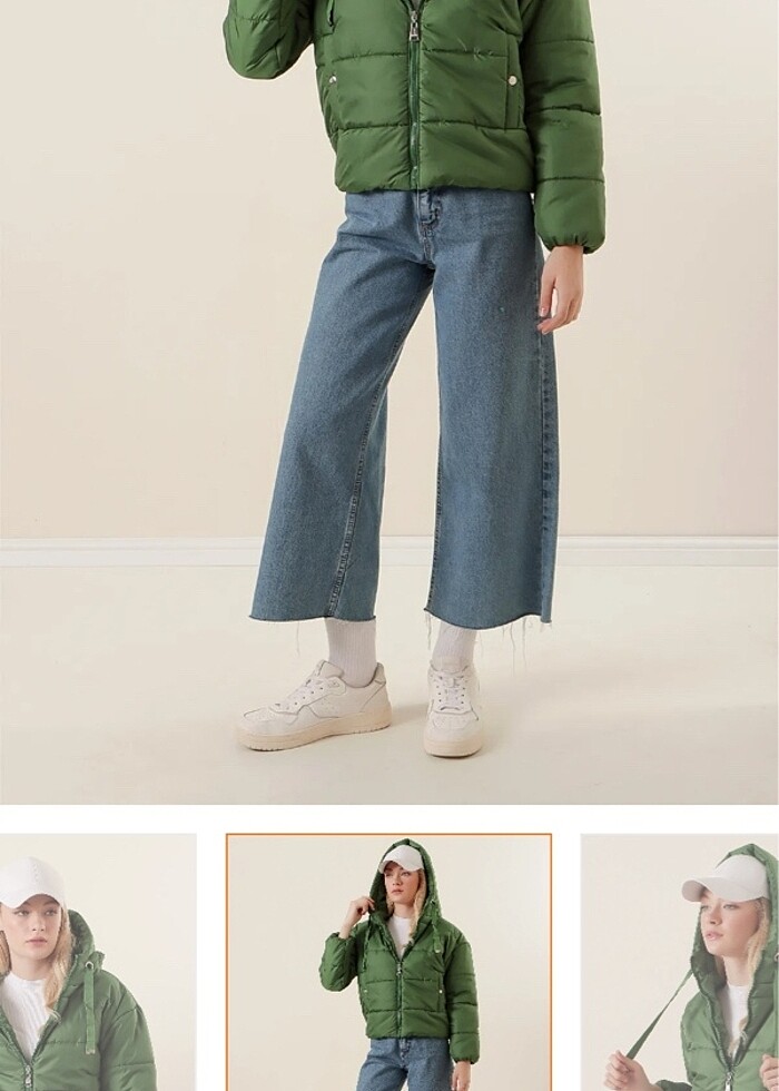 Yeşil şişme mont - Görsel 4