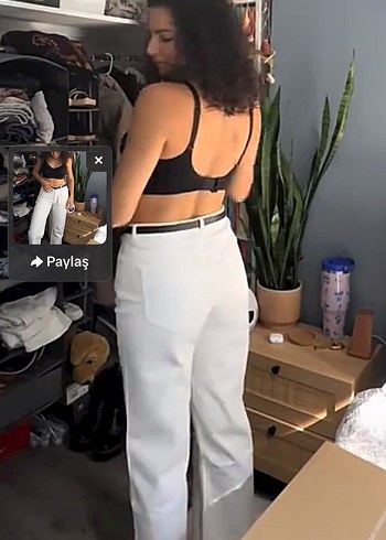 Zara straıght yüksek bel tam boy beyaz jean - Görsel 3