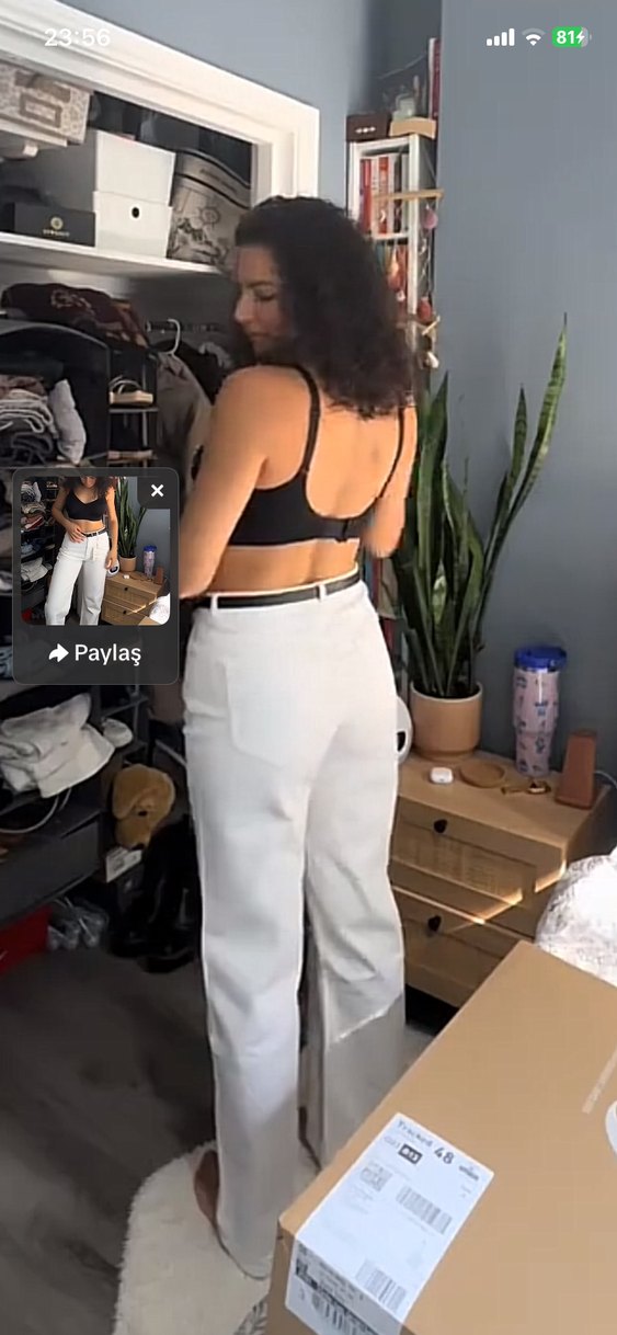 Zara straıght yüksek bel tam boy beyaz jean - Görsel 3